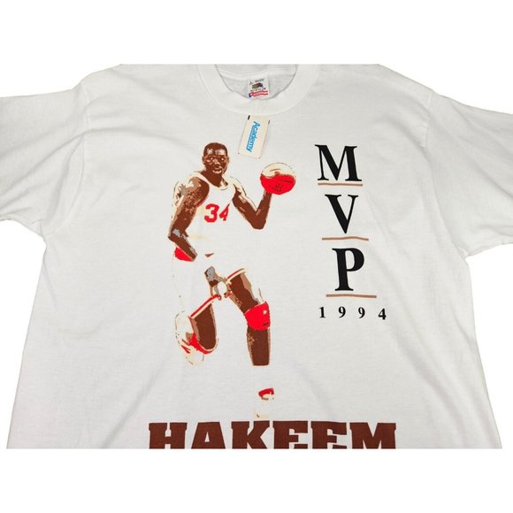 NWT VTG 1994 Hakeem Olajuwon MVP T-Shirt Houston Rockets Single Stitch Sz Large - Picture 3 of 11